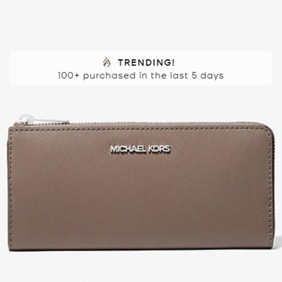 Michael Kors Handbags - Michael Kors Jet Set Travel Large Saffiano Leather Quarter-Zip Wallet in Dusk